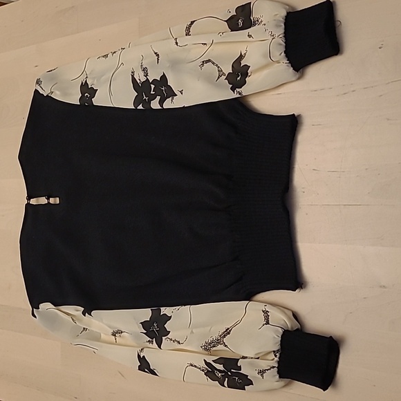 NWOT VTG 1970s Anthony Sicari Black and White Sheer Sleeved Sweater - Picture 9 of 13